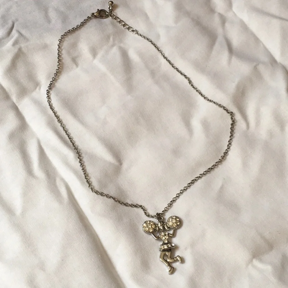 Cheerleader Necklace 16” Silvertone